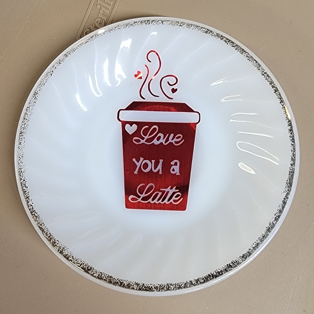 Love You A Latte' deco plate/upcycle
